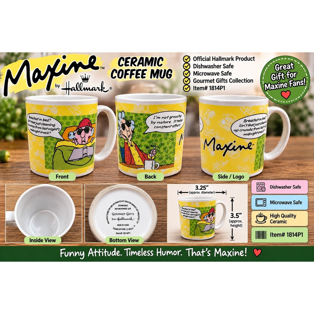Maxine by Hallmark Ceramic Coffee Mug Gourmet Gifts 1814P1 Yellow Funny Humor